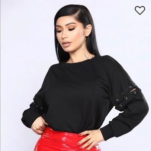 Cut Out Sleeve Crewneck